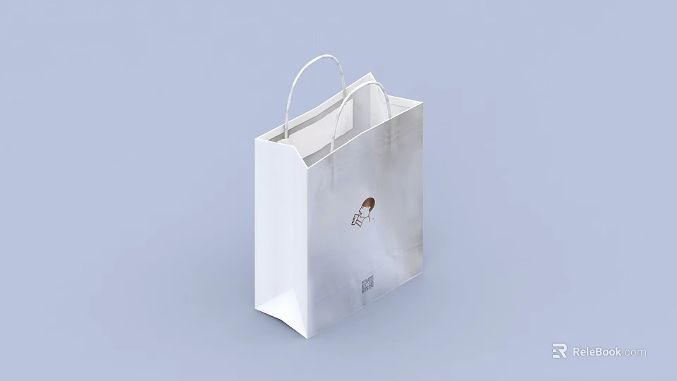 Bubble Tea Shop White Takeaway Shopping Bag with Handle and Milk Tea Logo Design 3d model 