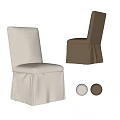 Elegant Modern Beige Linen Upholstered Dining Chairs With Skirted Design 3d model