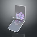Foldable Smartphone Design Unfolded With Purple Flower Display On Screen