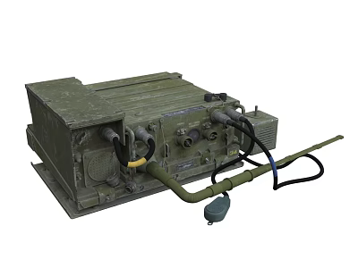 Green Rugged Electronic Device With Multiple Interfaces Cables And Antenna 3d model