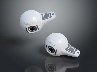 Modern White Wireless Earbuds With Gray Details And Ergonomic Design 3d model