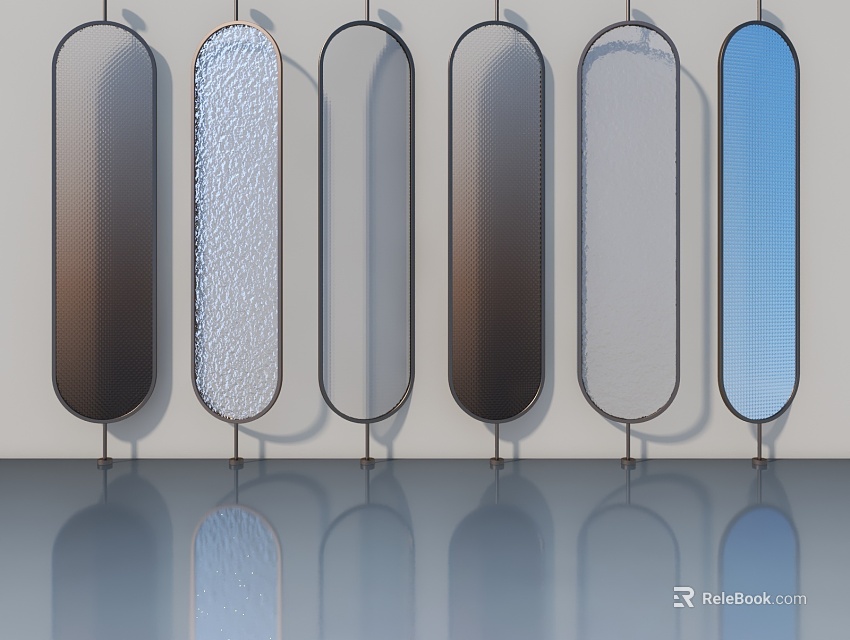 Modern Swing Doors With Various Glass Textures And Color Designs For Interior Spaces 3d model 