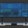 Portable Foldable Computer With Blue Tech Interface Screen And Keyboard Design