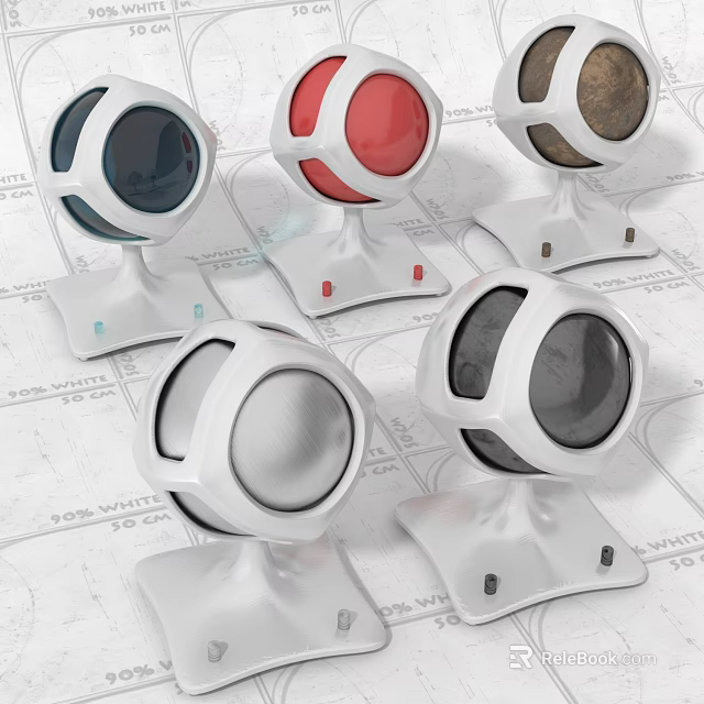 Modern Circular Smart Devices With White Base Colorful Panels And Grid Background 3d model
