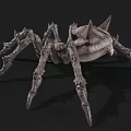 Monstrous Spider Like Creature with Spiky Legs and Menacing Grayish White Appearance on Dark Background