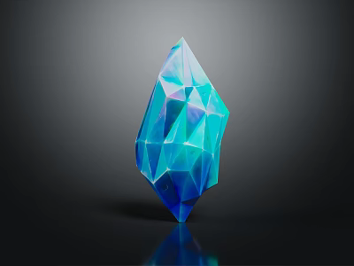 Geometric Blue Turquoise Gradient Polyhedral Decorative Ornament with Shiny Reflective Surface for Home Decor 3d model