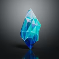 Geometric Blue Turquoise Gradient Polyhedral Decorative Ornament with Shiny Reflective Surface for Home Decor