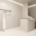 Minimalist Modern Clothing Store Mannequins In White Dresses Wooden Hangers Soft Lighting And Green Plant