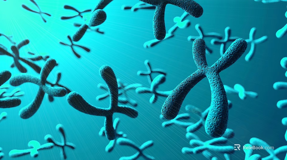 3D Illustration of Chromosomes Showing Scientific Structure on Blue Background 3d model 