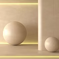 Beige Spheres Large And Small On Light Background With Ambient Lighting 3d model