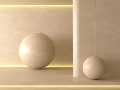 Beige Spheres Large And Small On Light Background With Ambient Lighting 3d model