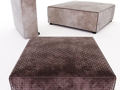 Modern Brown Ottoman With Woven Texture And Stylish Design For Living Room Space 3d model