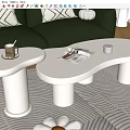 Modern coffee table cream coffee table side table combination 3d model