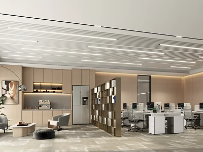 Modern public office area 3d model
