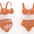 Stylish Orange Lingerie Set with Transparent Bras and Simple Design Panties
