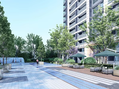 Fire Rescue Access Area Around Modern High Rise Building With Safety Path And Landscaping 3d model