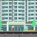 Modern Commercial Street with Contemporary Building Facades Storefronts Shop Windows and Pedestrian-Friendly Outdoor Areas