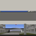 Modern School Building With Symmetrical Facade Glass Windows Main Entrance And Landscaped Parking Area