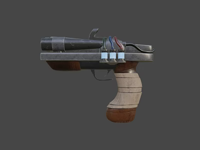 Vintage Pistol With Wooden Grip Metal Barrel And Classic Design Structure 3d model