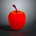 Red Apple With Brown Stem Smooth Surface And Reflection As Daily Life Item