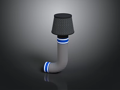 Automotive Flexible Hose Component Gray Body Blue Stripes and Black Mesh Top 3d model