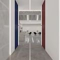 Modern Indoor Swimming Pool Facility With Lanes Handrails And Clear Water