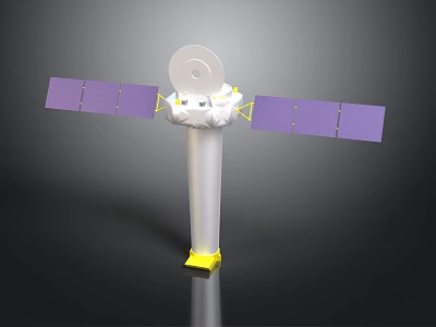 Modern Space Satellite With Purple Solar Panels And Circular Antenna Structure 3d model