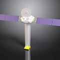 Modern Space Satellite With Purple Solar Panels And Circular Antenna Structure