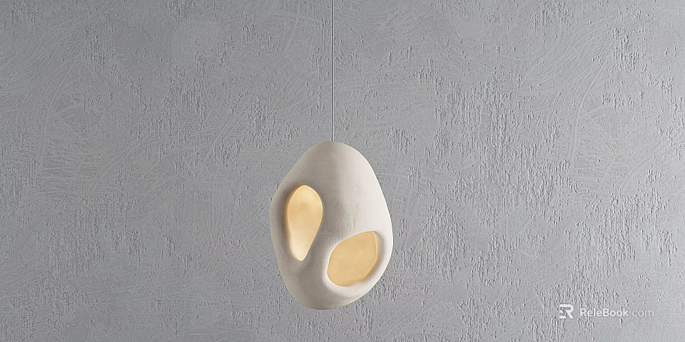White Irregular Shaped Pendant Light With Oval Openings For Modern Interior Decor 3d model 