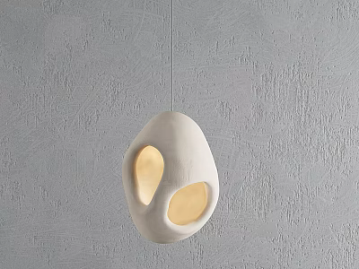 White Irregular Shaped Pendant Light With Oval Openings For Modern Interior Decor 3d model