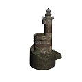 Old Rustic Lighthouse Tower With Circular Base Striped Walls And Windows 3d model