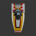 Vibrant Toy Speedboat With Yellow White Red Stripes And Large Engine