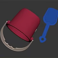 Colorful Children Storage Furniture With Red Bucket And Blue Shovel Accessory