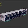Blue And White Sleek Train Carriage With Multiple Windows On Reflective Surface