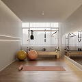 Modern Fitness Studio Interior With Yoga Mats Exercise Ball And Fitness Equipment