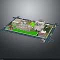 Modern Building Complex Aerial View With Roads Green Space And Plaza Design