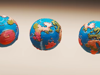 Colorful Globe Art Installation With Three Vibrant Abstract Decorative Spheres 3d model