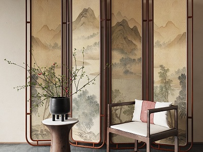 New Chinese-style Screen Partition Folding Screen model