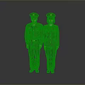 Two Individuals In Green Military Uniforms With Red Shoulder Patches And Caps
