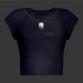 Fashionable Dark Blue Sleeveless T shirt With Silver Necklace And Pendant Accessory Design