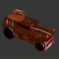 Creative Chocolate Car Model with Colorful Sprinkles Black Wheels and Hot Dog on Roof
