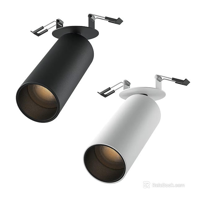 Sleek Modern Black And White Recessed Downlights Spotlights With Mesh Shade Design 3d model 