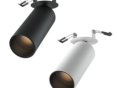 Sleek Modern Black And White Recessed Downlights Spotlights With Mesh Shade Design 3d model