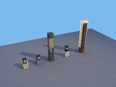 Various Modern Outdoor Lights With Column And Pillar Designs For Garden 3d model
