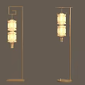Chinese Style Decorative Floor Lamps With Lantern Design White Lampshade And Golden Stand