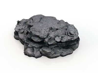 Black Wooden Stone Decorative Object With Irregular Texture And Layered Natural Shape 3d model