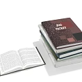 Stack of Books and Magazines with Open Book and Big Ticket Cover Design