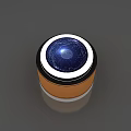 Round Metallic Object With Blue Glowing Center And Orange Black Outer Ring Shiny Surface 3d model