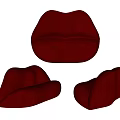 Red Lips Shaped Single Seater Sofa With Modern Stylish Design For Home Interior 3d model