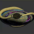 Colorful Home Slippers With Yellow Blue Purple Patterns And Golden Trim
